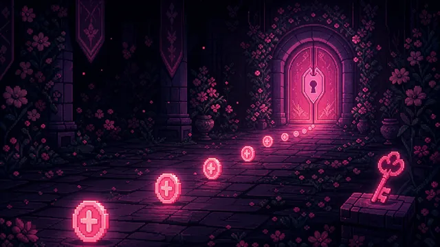 Pink coins, a mystery key, and a locked pink door route