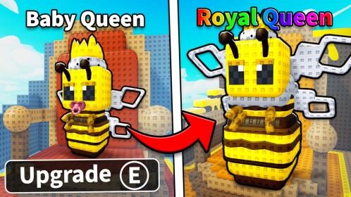 Bee Garden Roblox game with bee colonies, honey jars, and flower garden